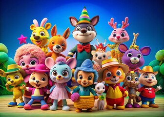 Cartoon Goatee Characters: Fun Product Photoshoot, Adorable Illustrations, Whimsical Designs, Cute Mascot