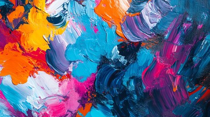 Vibrant abstract paint composition on canvas.