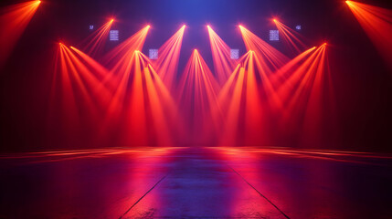 Red and Blue Stage Lighting 3D Render