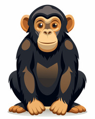 Beautiful Chimpanzee Sitting Clipart Isolated on White Background - High-Quality Animal Illustration.