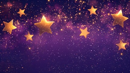 A background featuring tiny golden stars scattered across a deep purple gradient, evoking a magical night. 