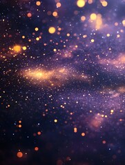Obraz premium A background featuring tiny golden stars scattered across a deep purple gradient, evoking a magical night. 