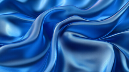 Obraz premium Close-up of vibrant blue silk fabric, soft and delicate texture with gentle folds