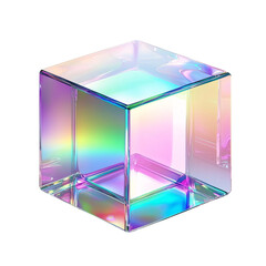 3D Illustration Gradient Futuristic Cube Isolated on Transparent Background
