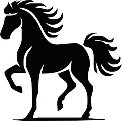 Silhouette Of Horse running Vector