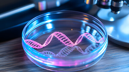 Microscope displaying intricate genetic modification process, symbolizing advanced scientific research and potential for biotechnology breakthroughs.