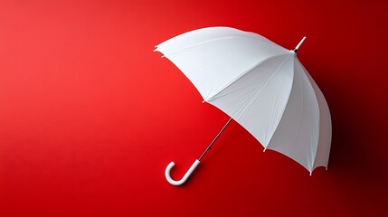 White Umbrella on Red Background: Minimalist Photography
