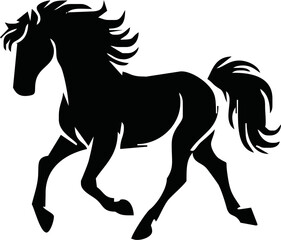 Silhouette Of Horse running Vector