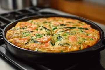 Haemul Pajeon is a Korean pancake made with seafood and scallions