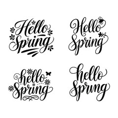Hello Spring - Hand drawn inspiration quote. 