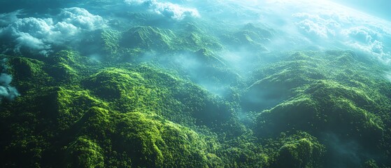 Obraz premium AIgenerated landscape showcasing the balance between lush green forests and a healthy planet Earth, representing sustainability and the interconnectedness of nature