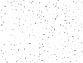 Magic silver Rectangular glitter confetti background. White festive texture.