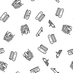 skateboard skate skater vector seamless pattern thin line illustration