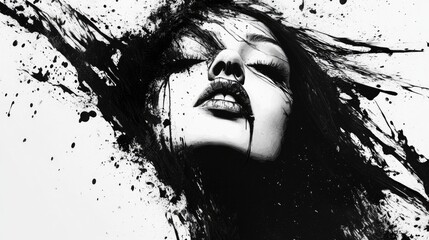 Abstract Portrait of a Woman in Black and White
