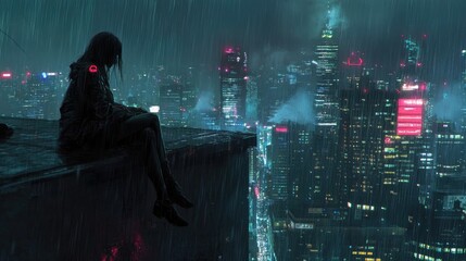 Solitude in the Neon Rain