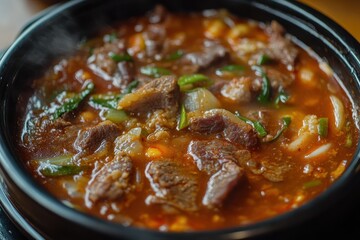 Korean cuisine featuring beef dishes like gomtang boiled pork and side items such as salted squid and kkakdugi