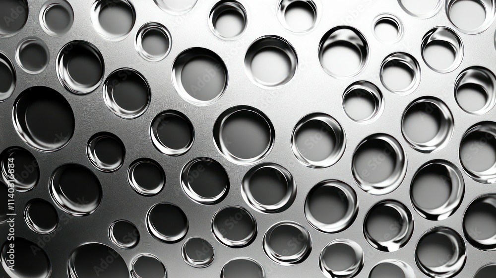 Aufkleber 3d rendering of geometric chrome pattern over grey background