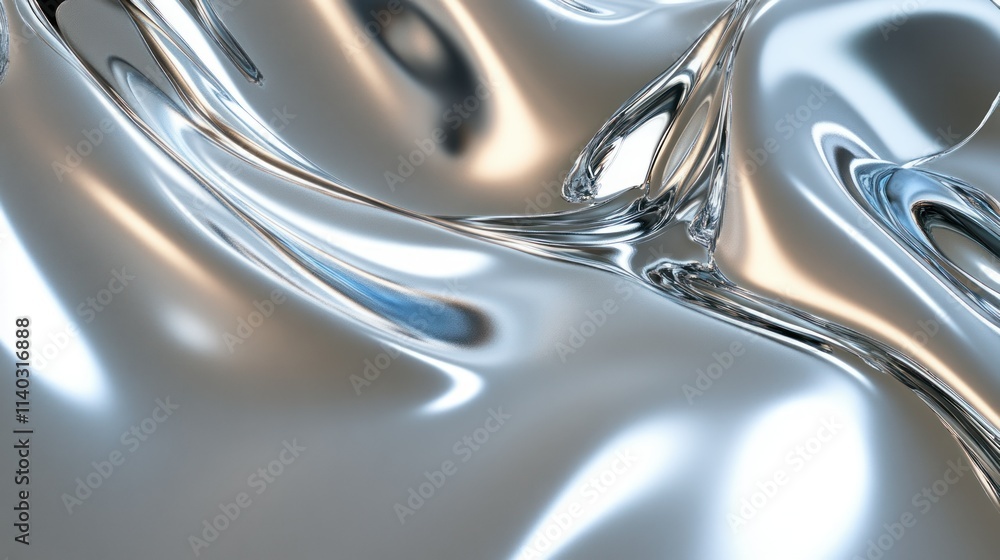 Aufkleber 3d rendering of geometric chrome pattern over grey background