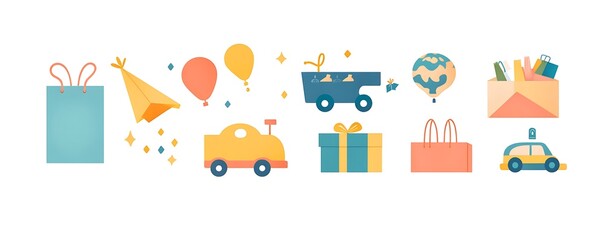 Naklejka premium Flat design showing global e-commerce with online shopping and delivery icons 