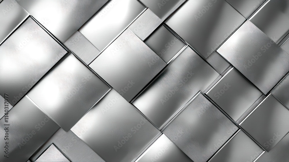 Aufkleber 3d rendering of geometric chrome pattern over grey background