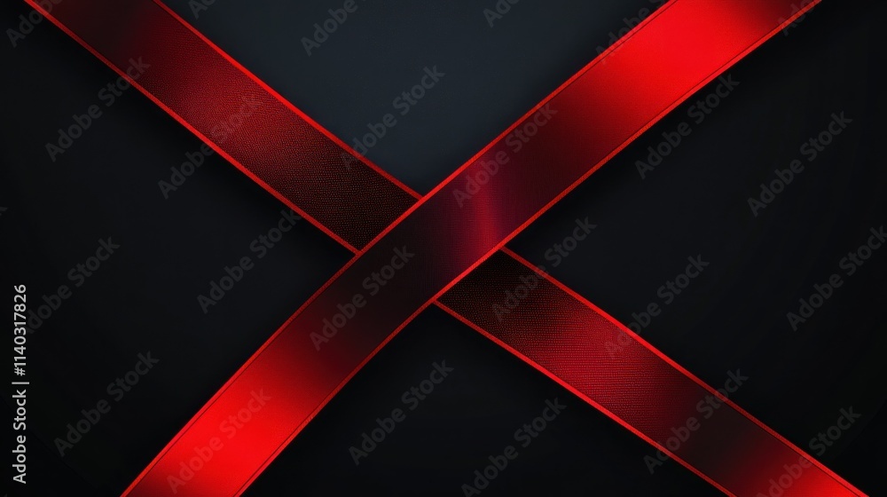 Poster 3d ribbon with red glow effect on dark background