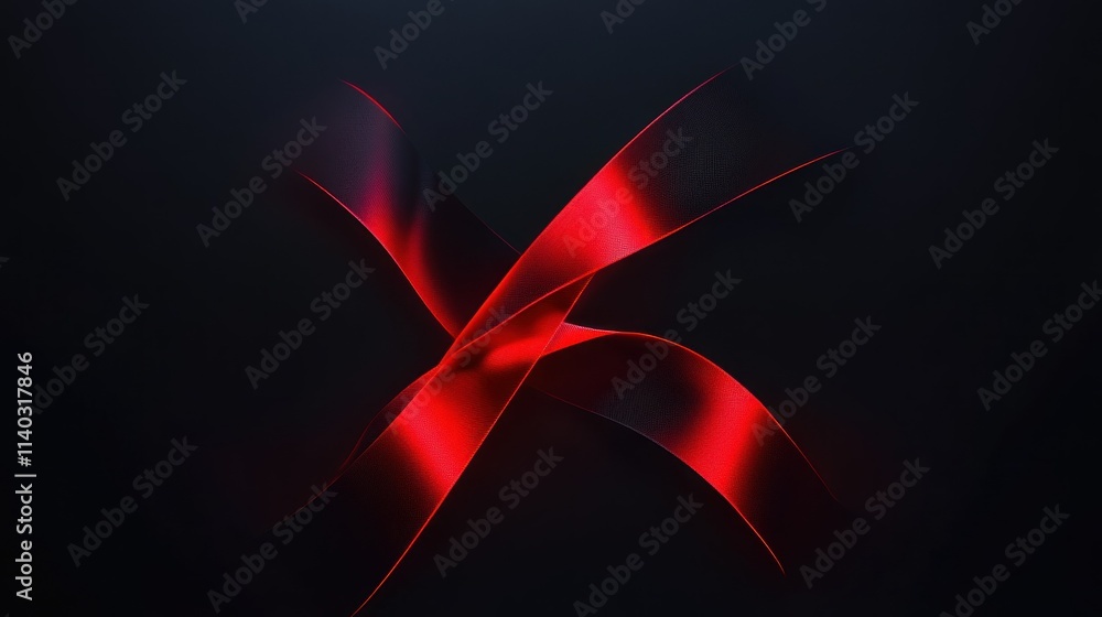 Poster 3d ribbon with red glow effect on dark background