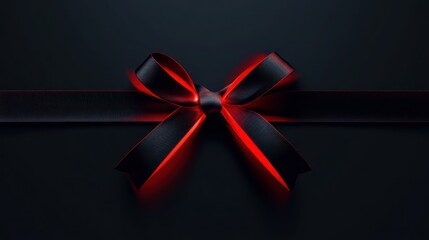 3D Ribbon with Red Glow Effect on Dark Background 