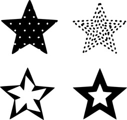 Star vector set, black star set vector