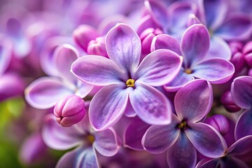 Single lilac flower in focus, Vertical shot, Extreme Close-Up