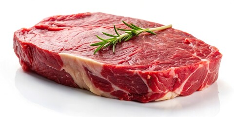 Obraz premium Single raw beef steak isolated on white background