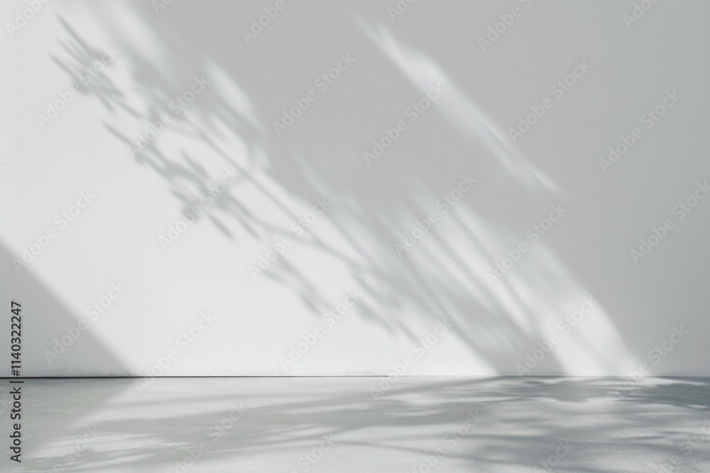 Aufkleber minimalist space featuring soft shadows cast on a light wall creating a serene atmosphere.