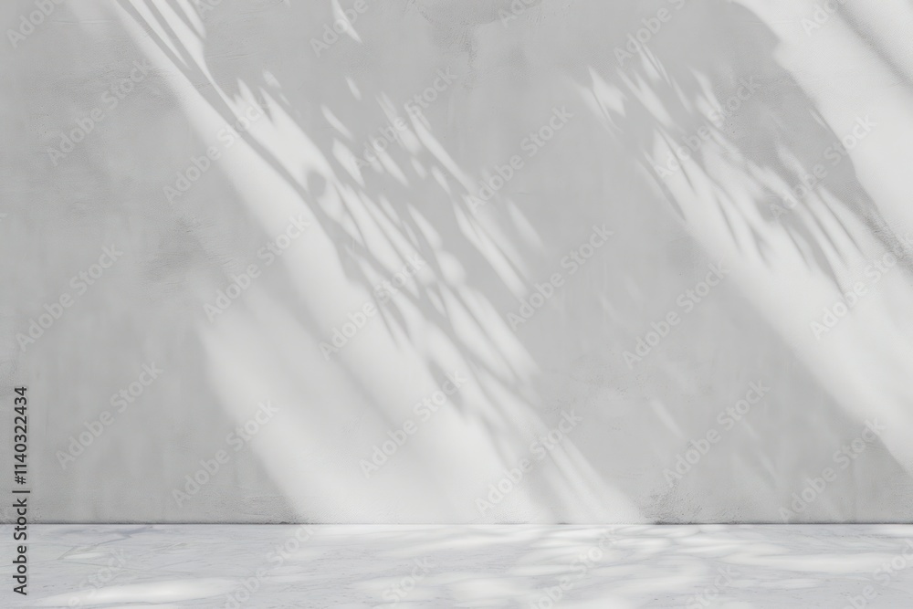 Poster minimalist gray wall with soft shadows and a light reflection on the surface creating a serene and m