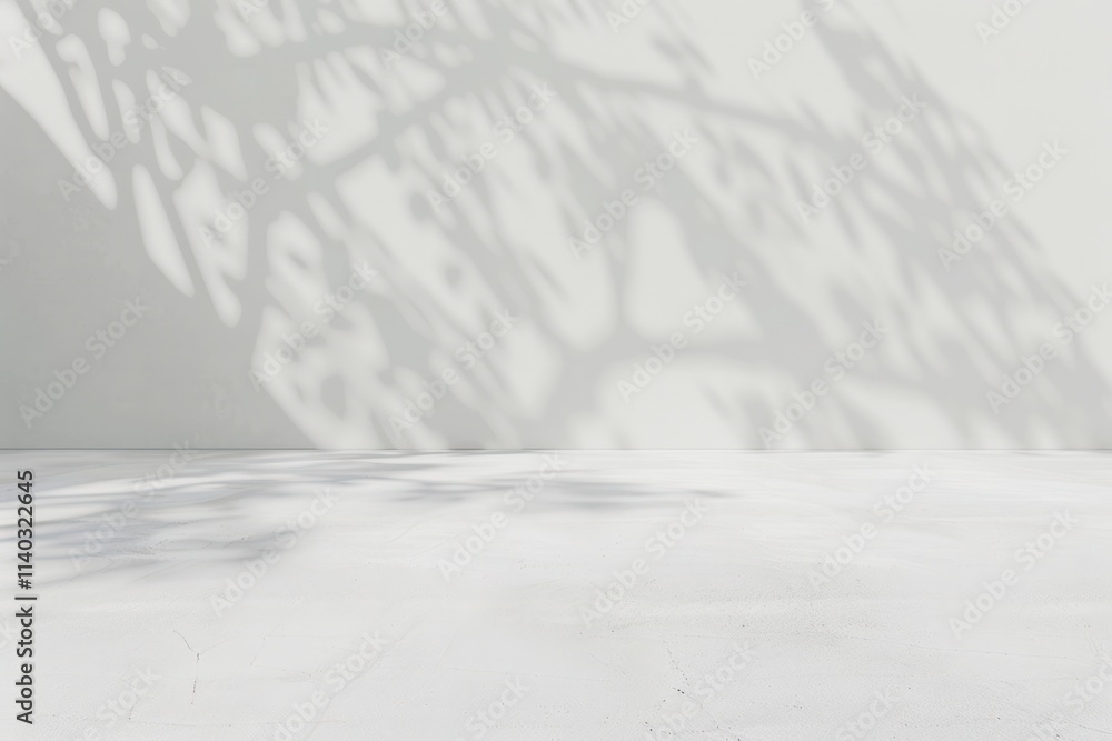 Poster soft minimalistic image featuring a light colored surface with delicate shadows cast by nearby folia