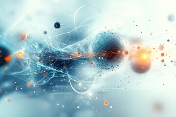 Abstract representation of molecular structures and energy flow in science.