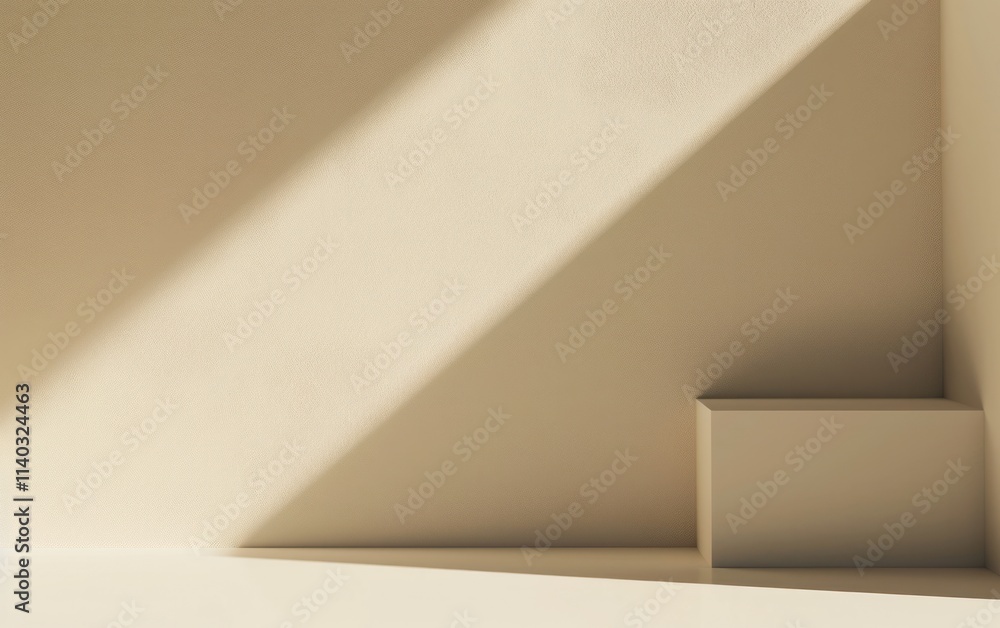 Poster minimalist view of a textured beige wall with angular edges emphasizing simplicity and geometric for