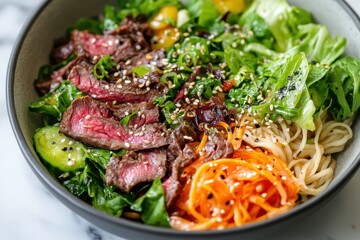 Korean style cold beef noodles