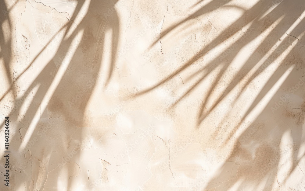 Poster soft shadows cast by window blinds create a serene interplay of light and texture on a light colored