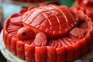 Kue ku also known as red turtle cake is a traditional Indonesian snack that is red in color