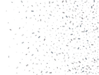 Magic silver Rectangular glitter confetti background. White festive texture.