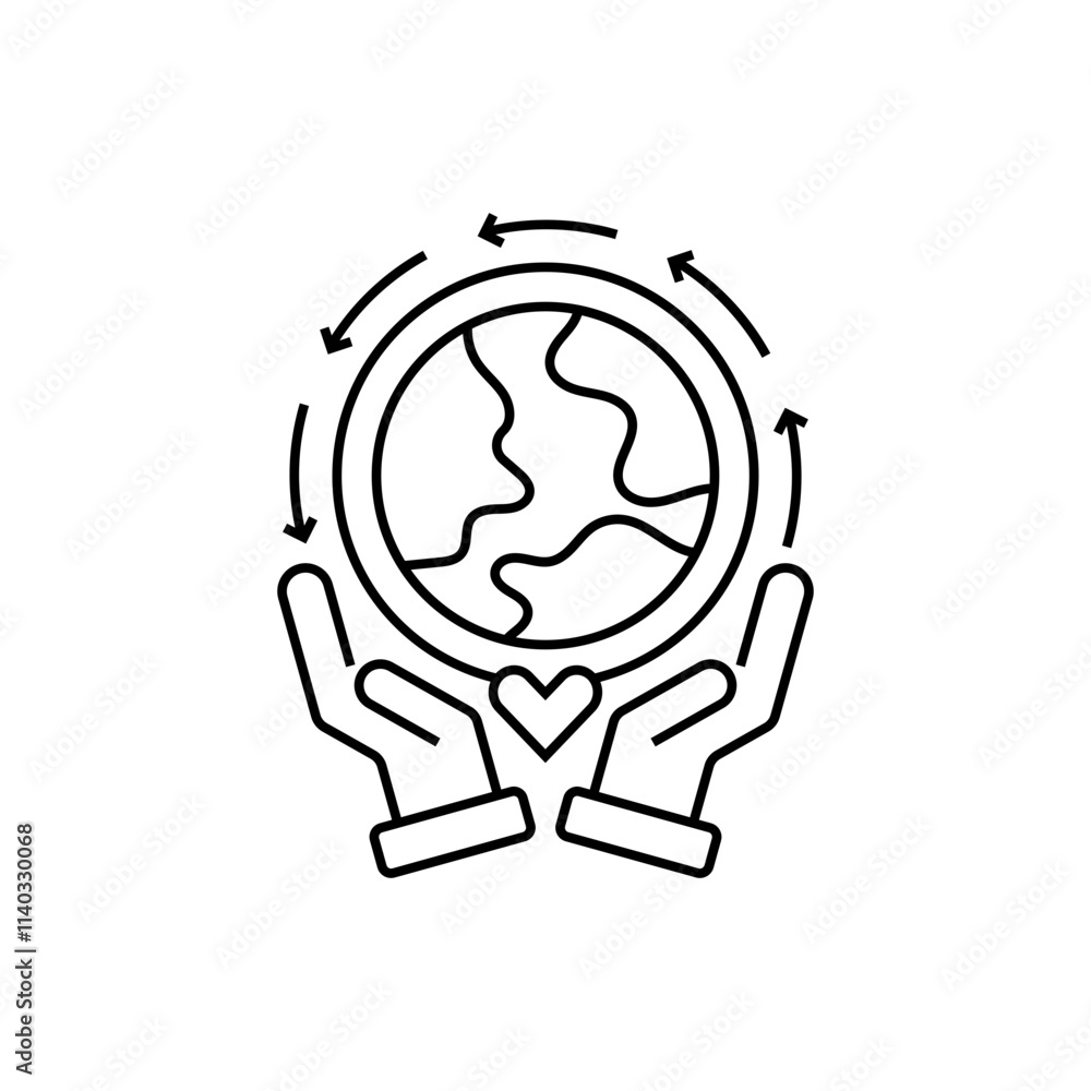 Poster earth hands line icon. linear style sign for mobile concept and web design. outline vector icon.