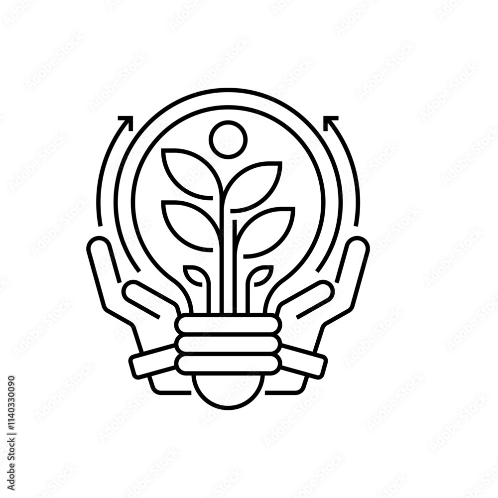 Poster eco lightbulb line icon. linear style sign for mobile concept and web design. outline vector icon.