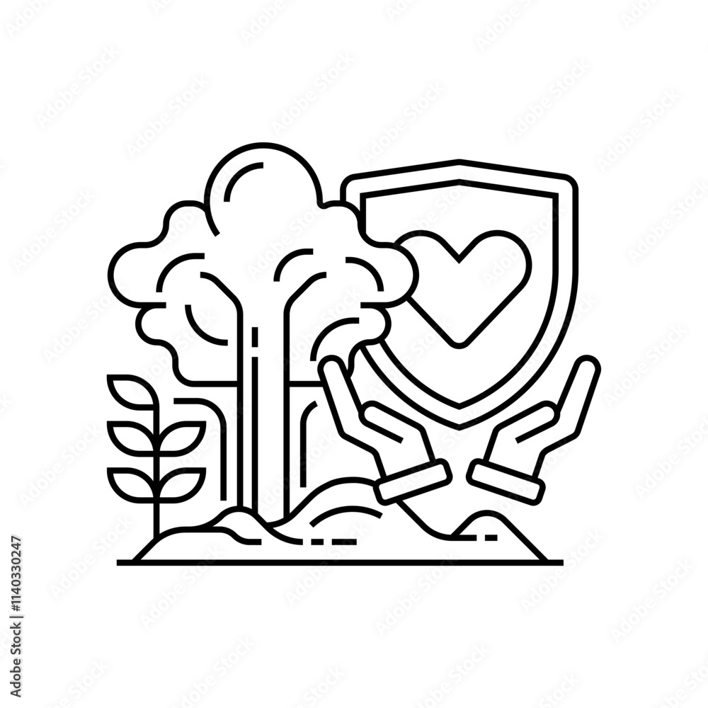 Poster forest protection line icon. linear style sign for mobile concept and web design. outline vector ico