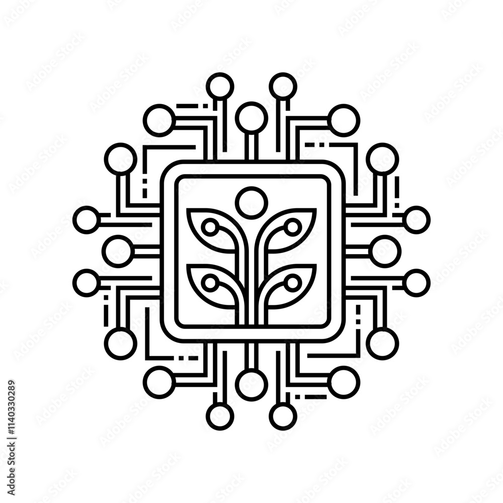 Poster eco technology line icon. linear style sign for mobile concept and web design. outline vector icon.