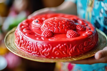 Kue ku or red turtle cake is an Indonesian traditional dessert