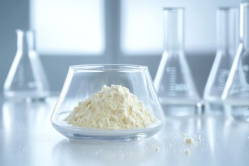 Lab produced hydrolyzed collagen powder for food industry use isolated on a blank background