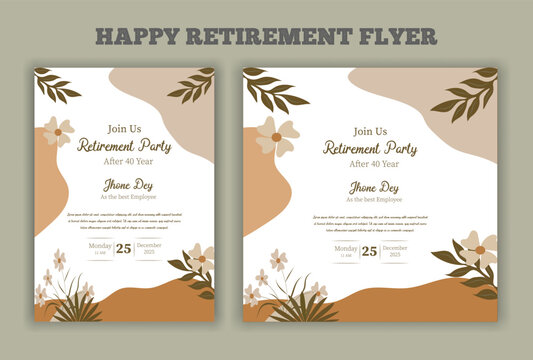 Happy retirement lunch party invitation flyer design template 
