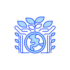 Globe with Leaves Line Icon. linear style sign for mobile concept and web design. Outline vector icon.