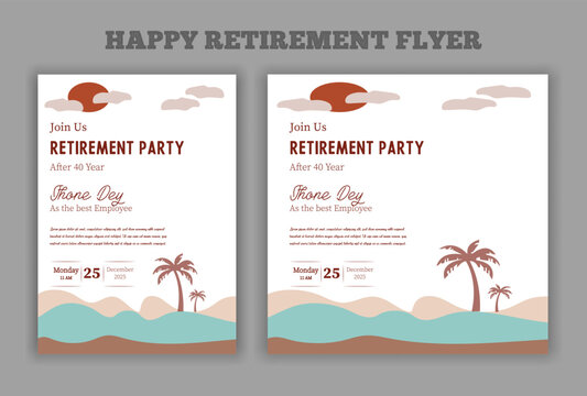 Happy retirement lunch party invitation flyer design template 
