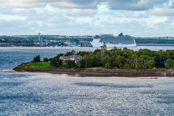 A view past a headland towards the bay at Charlottetown, Prince Edward Island, Canada in the fall