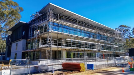 Obraz premium construction scaffolding around a new building